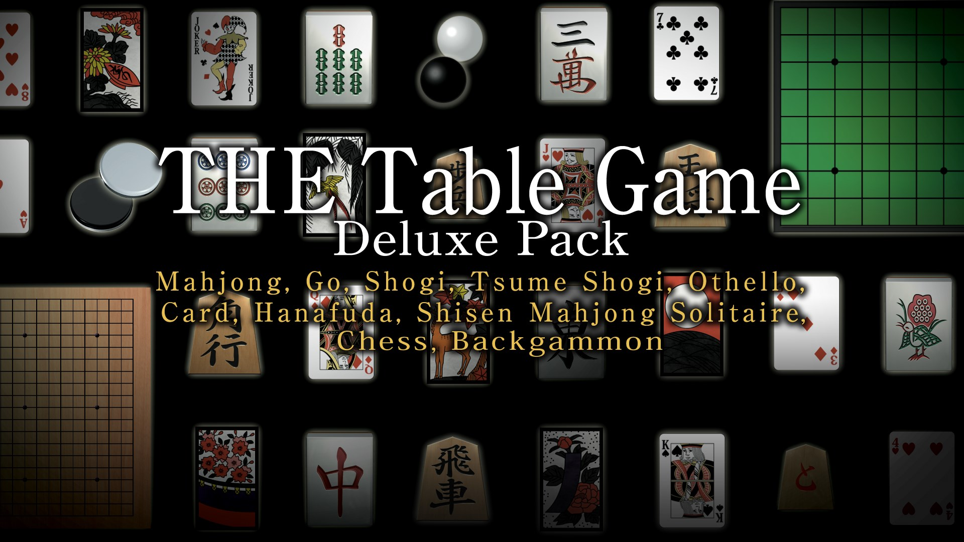 THE Table Game Deluxe Pack Mahjong, Go, Shogi, Tsume Shogi, Othello